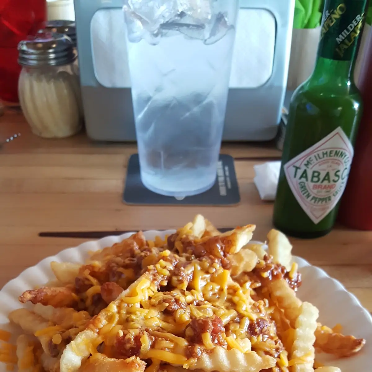 Open Faced Chili Cheese Fries Burger
