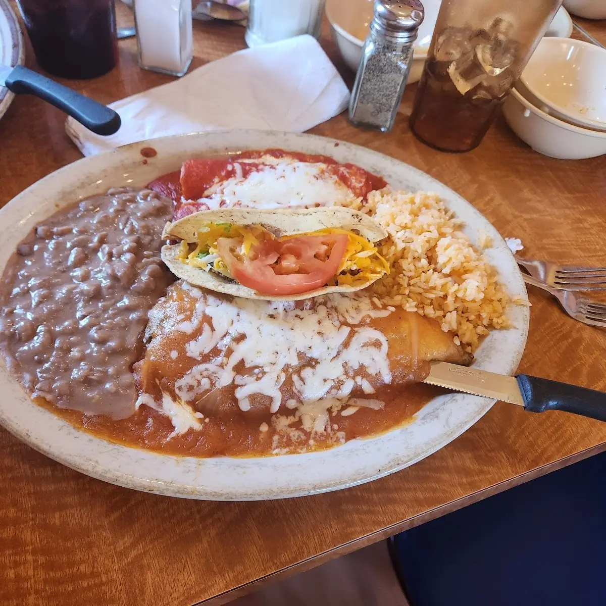 Two Cheese Enchiladas Rice & Beans