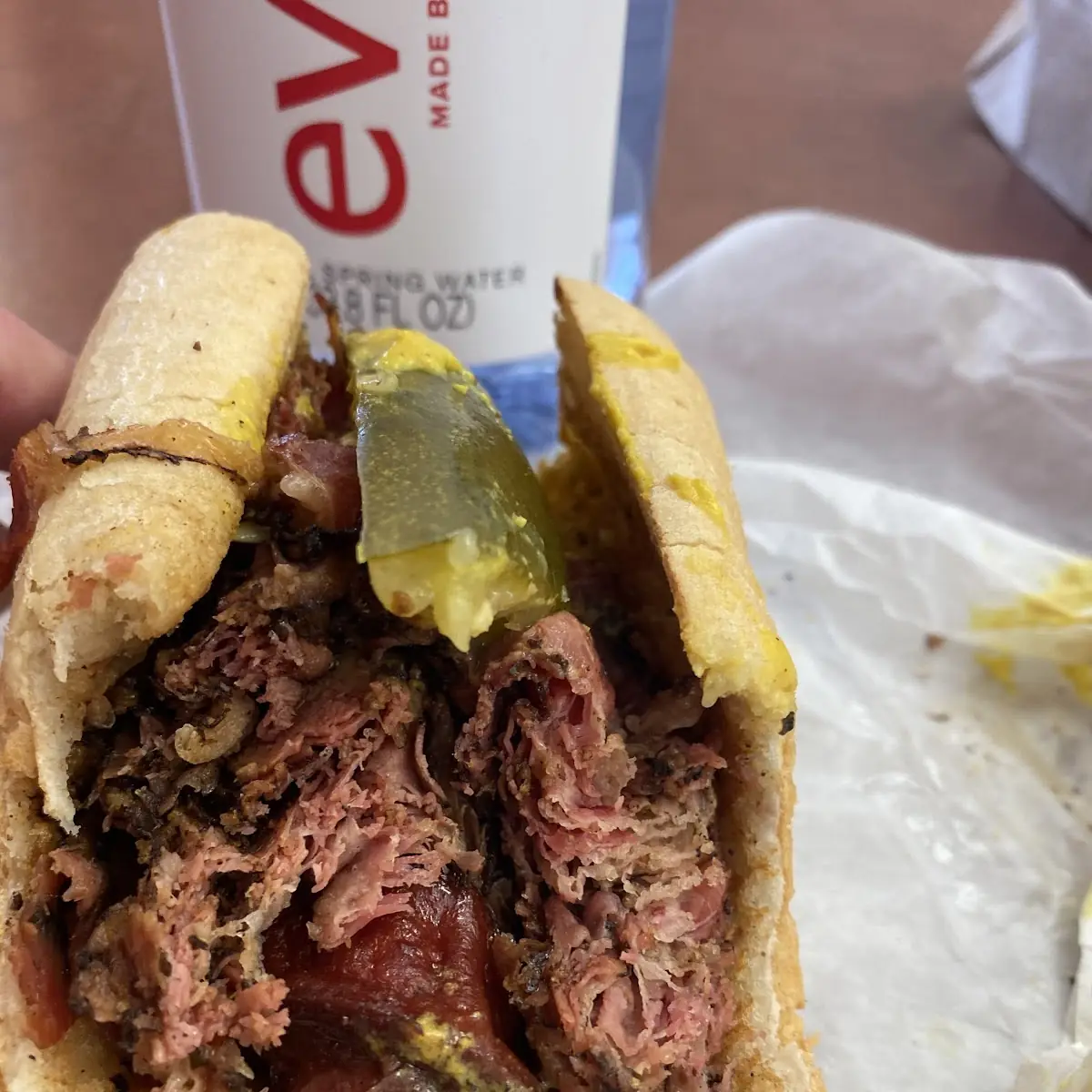 Grilled Jumbo Hot Dog with Pastrami