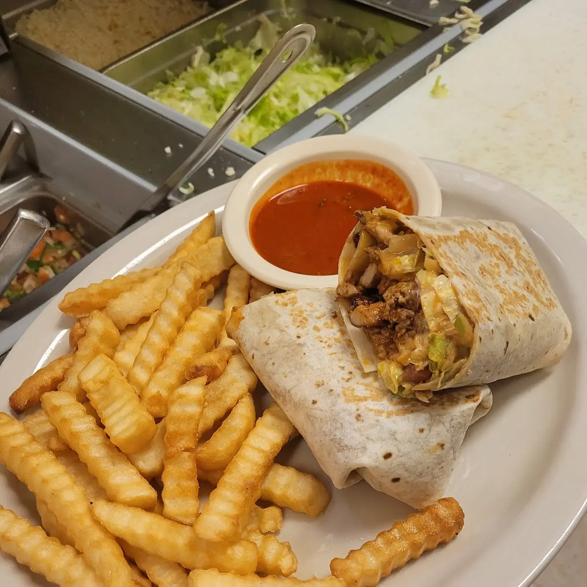 F. 1 Bean Burrito, 1 Cheese Enchilada, and 1 Tostada