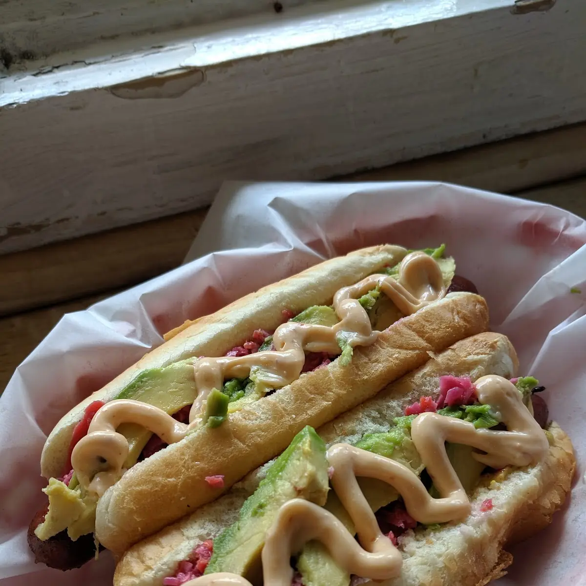 Hot Dog with Kraut & Mustard