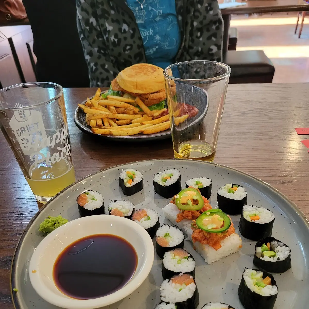 Sushi and Fried Chicken Sandwich