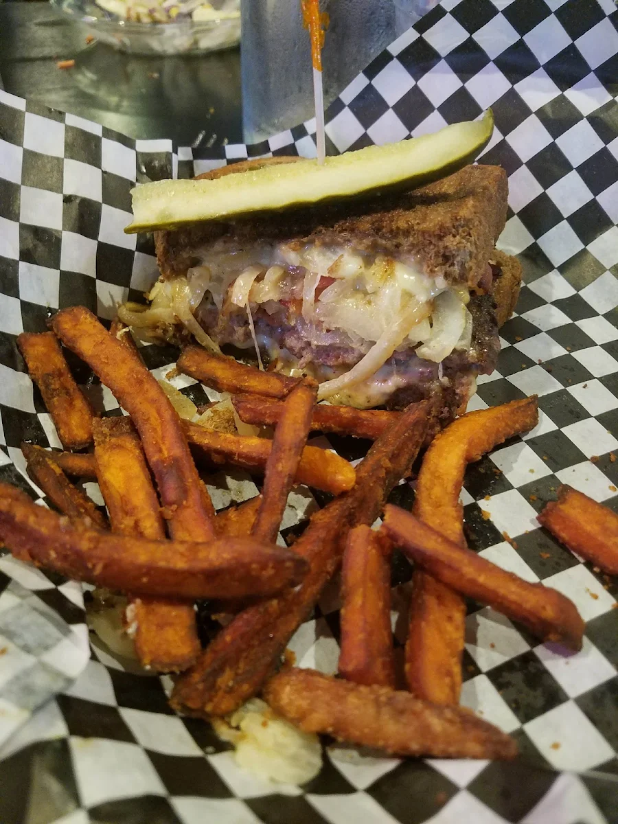 Patty Melt & Sweet Potato Fries