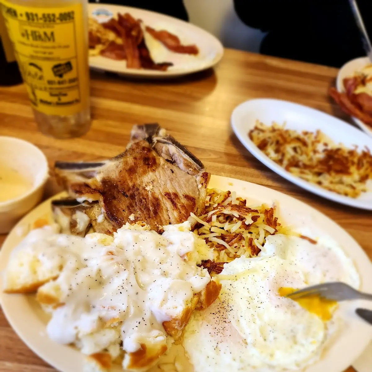 Breakfast Platter 2 Pork Chops and Eggs
