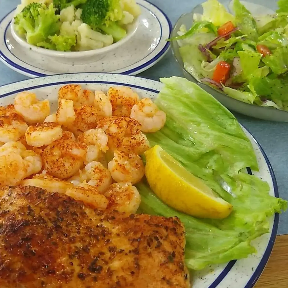 Broiled Salmon & Baby Shrimp