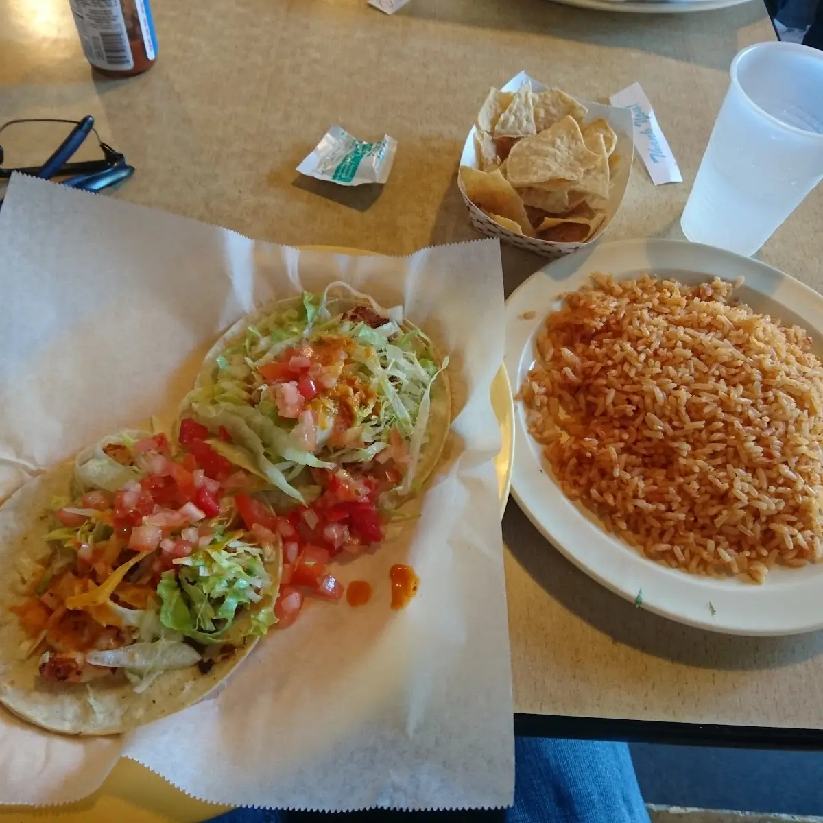 Shrimp Tacos with a Side of Rice
