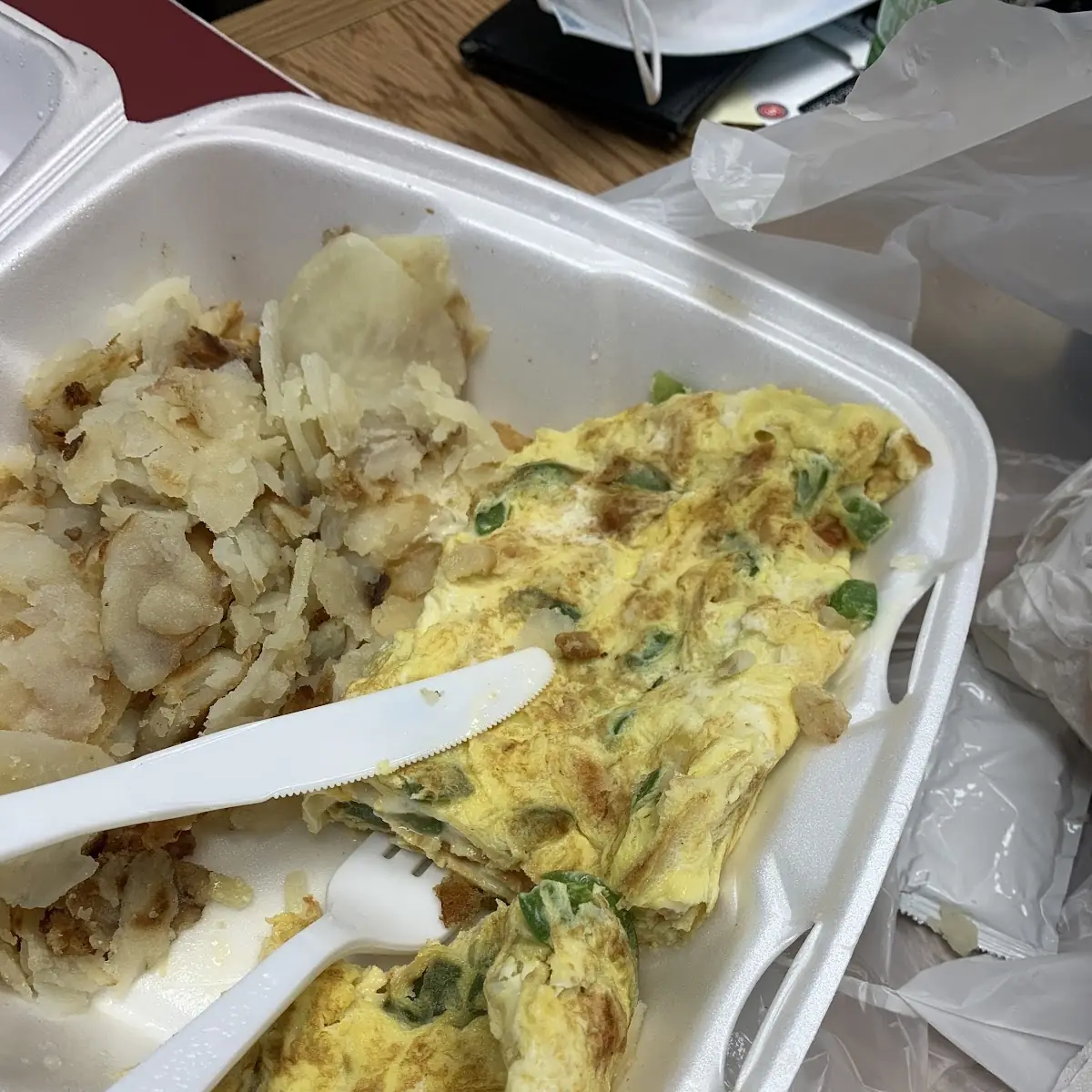 Onion Pepper and Cheese Omelette with Potatoes