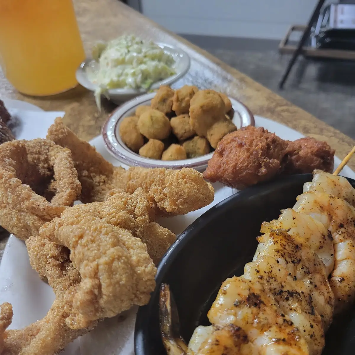Catfish Fillet Grill Shrimp Dinner