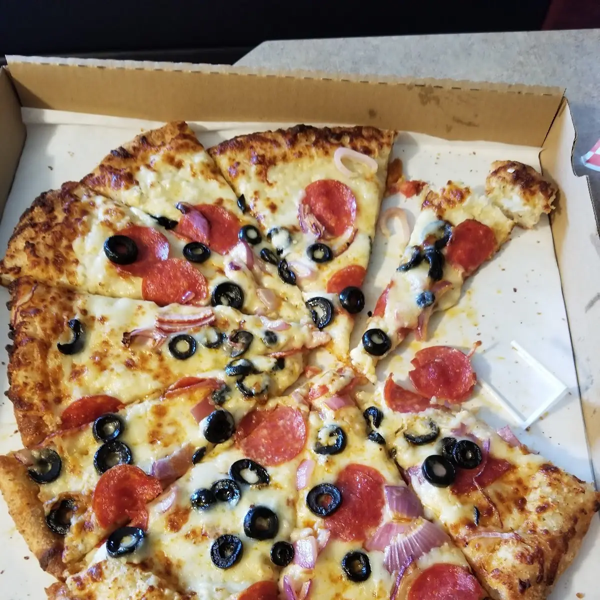 Pepperoni Onion Olive Pizza