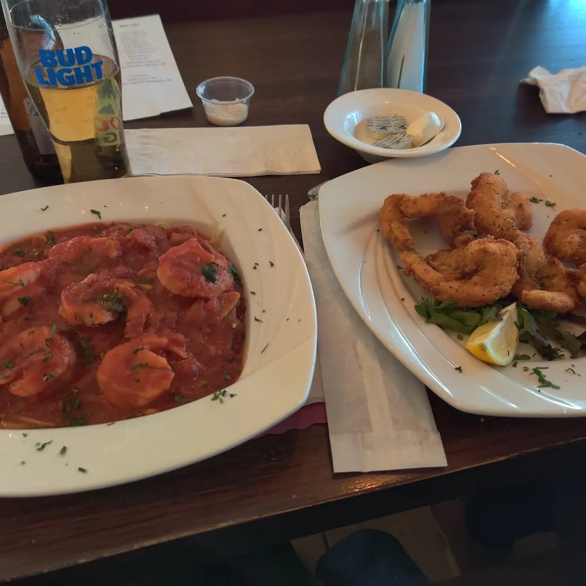 Shrimp Marinara and Fried Shrimp