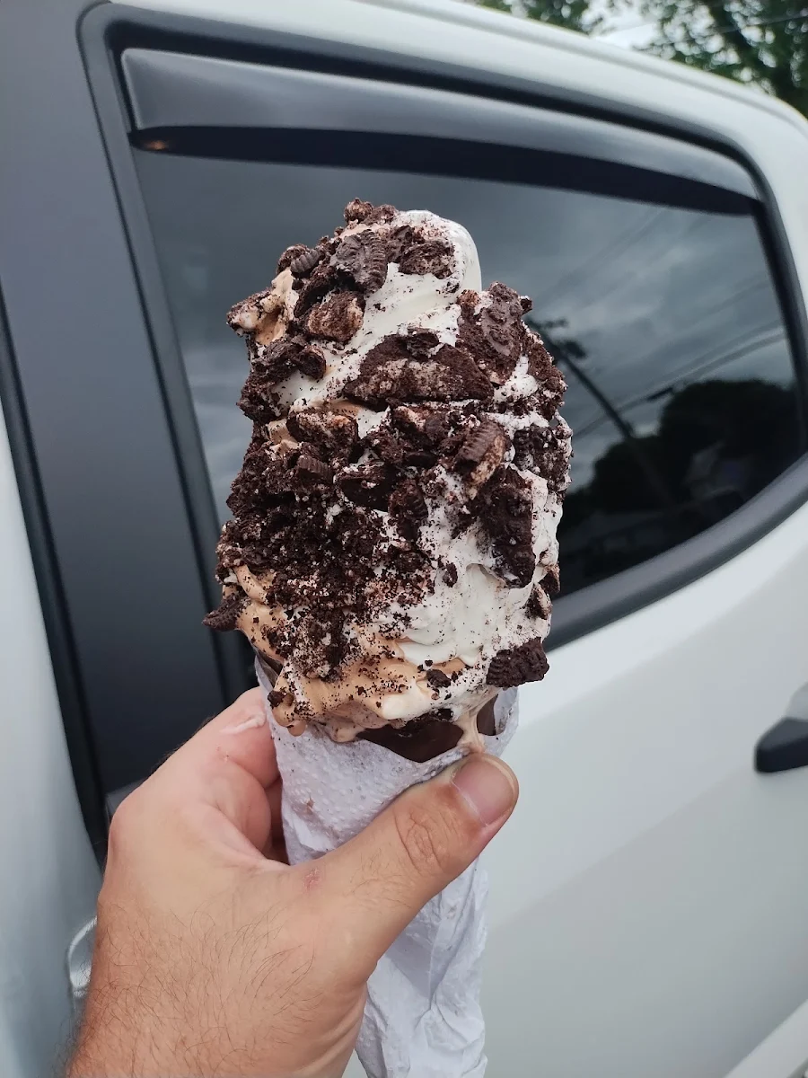 Large Chocolate Covered Waffle Cone with Brownie Swirl