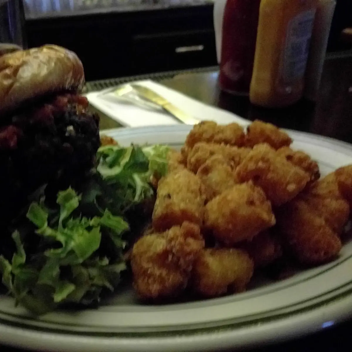 Veggie Burger and Tater Tots