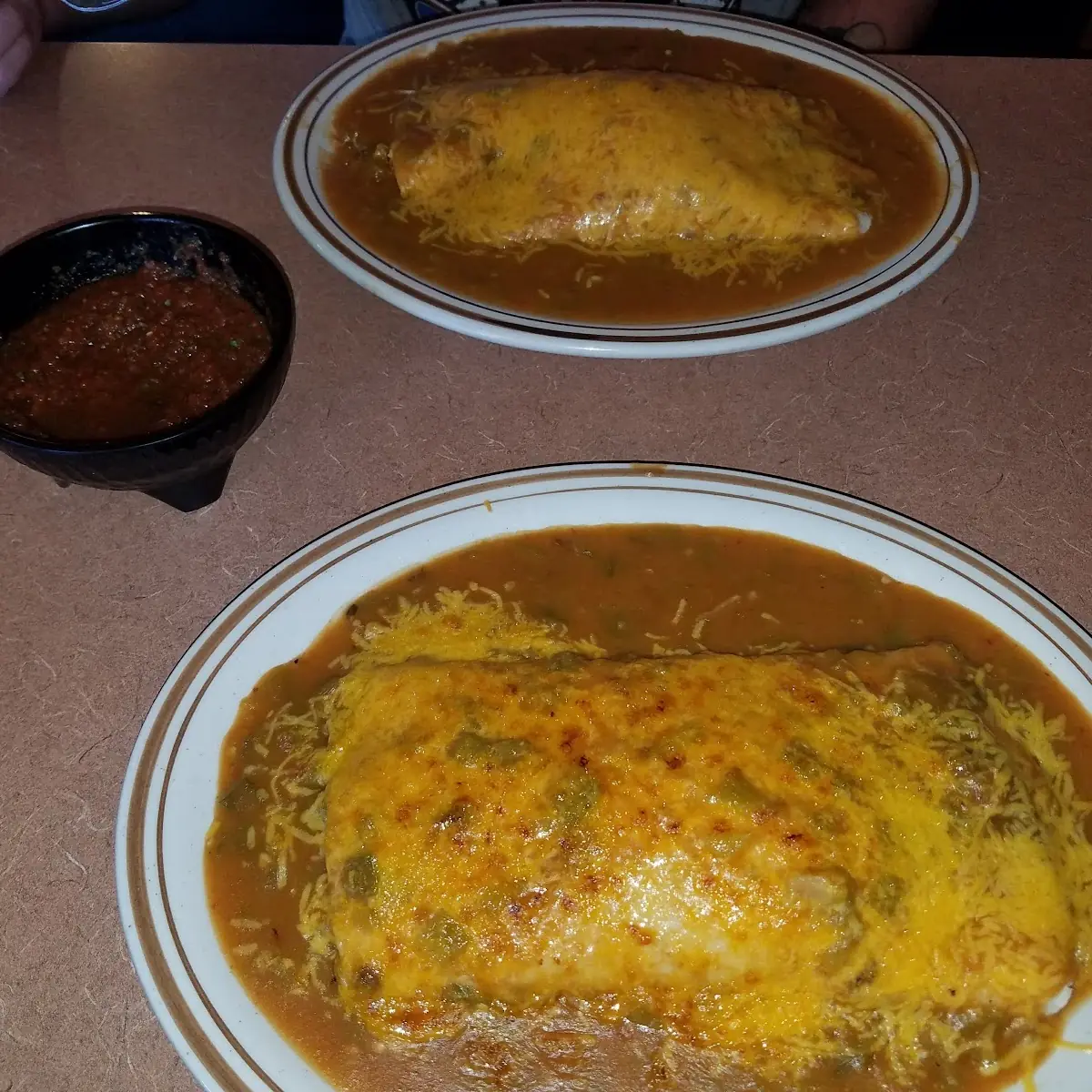 No 4 Beef Enchilada Chile Relleno Beans and Rice