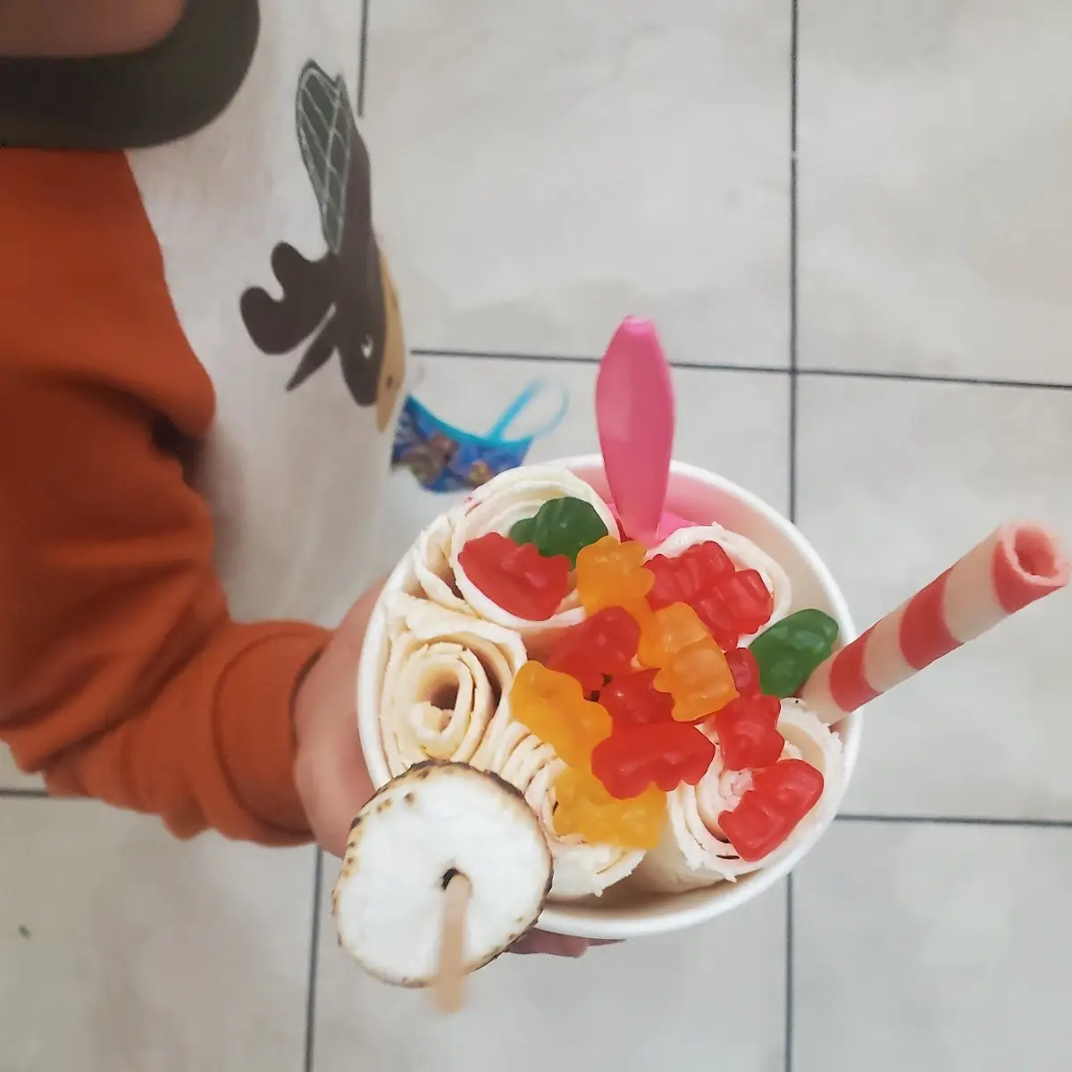 Strawberry with Gummy Bears Toasted Marshmallow and Wafer
