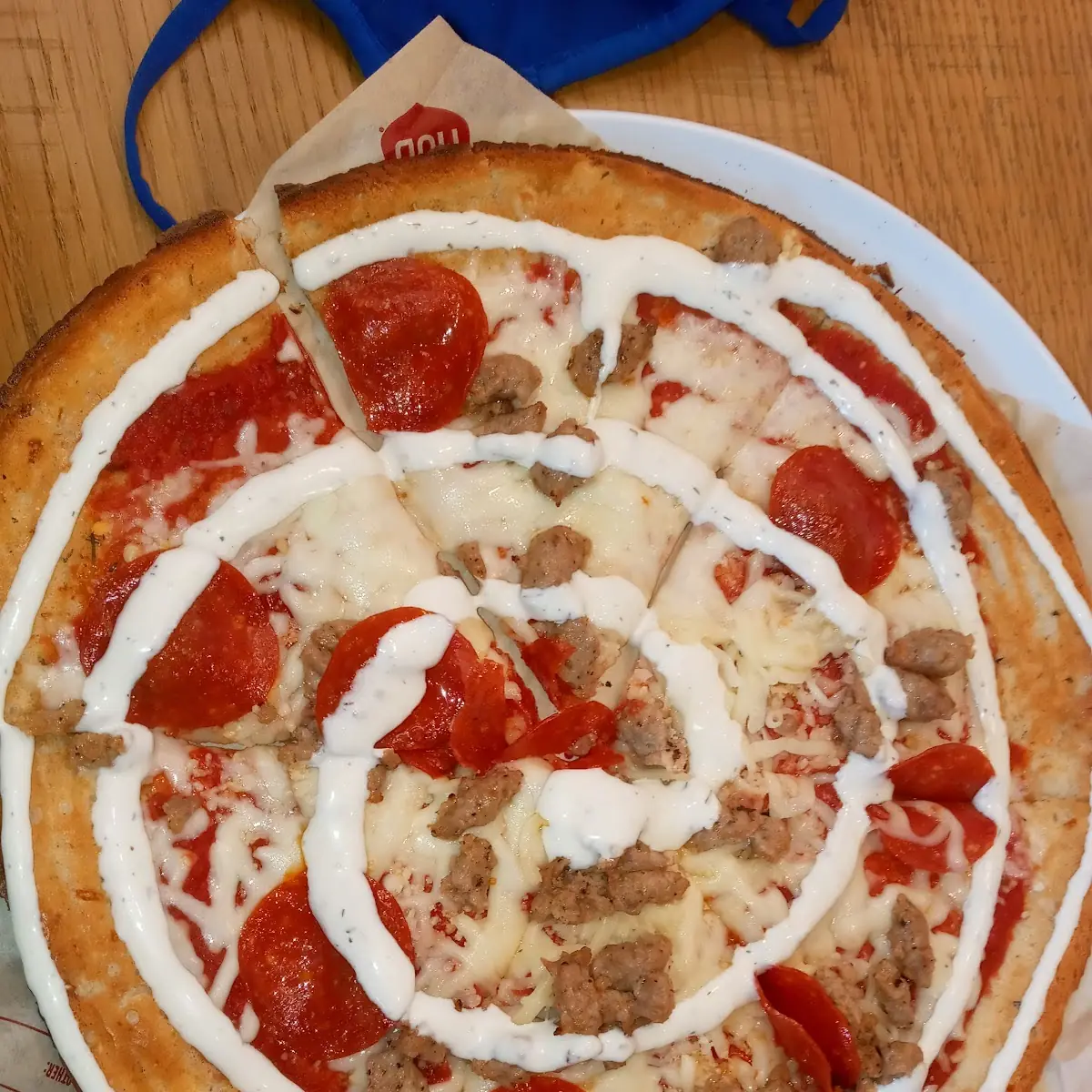 Sausage and Pepperoni with Ranch Dressing
