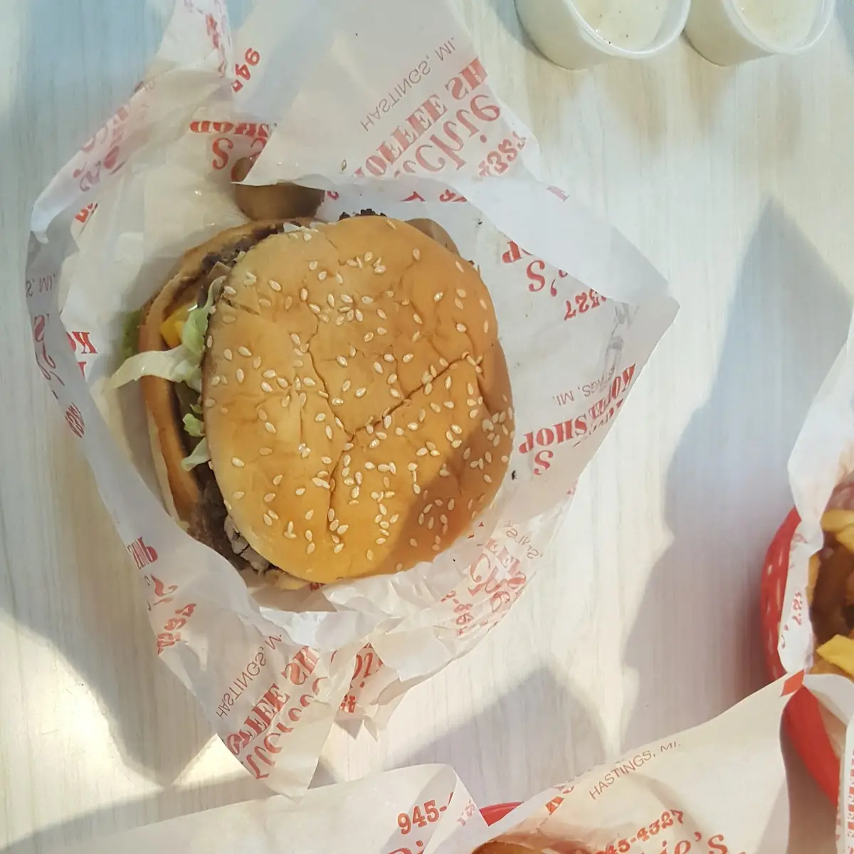 Olive Burger & Onion Rings
