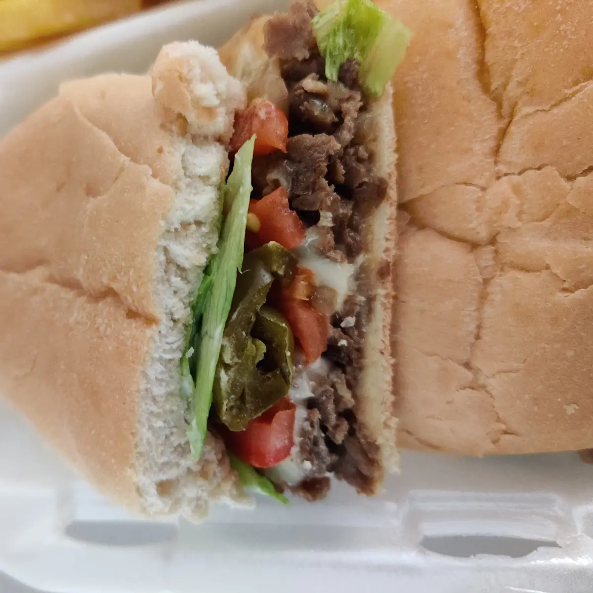 Philly Cheese Steak with Jalapenos Lettuce Tomato Light Mayo