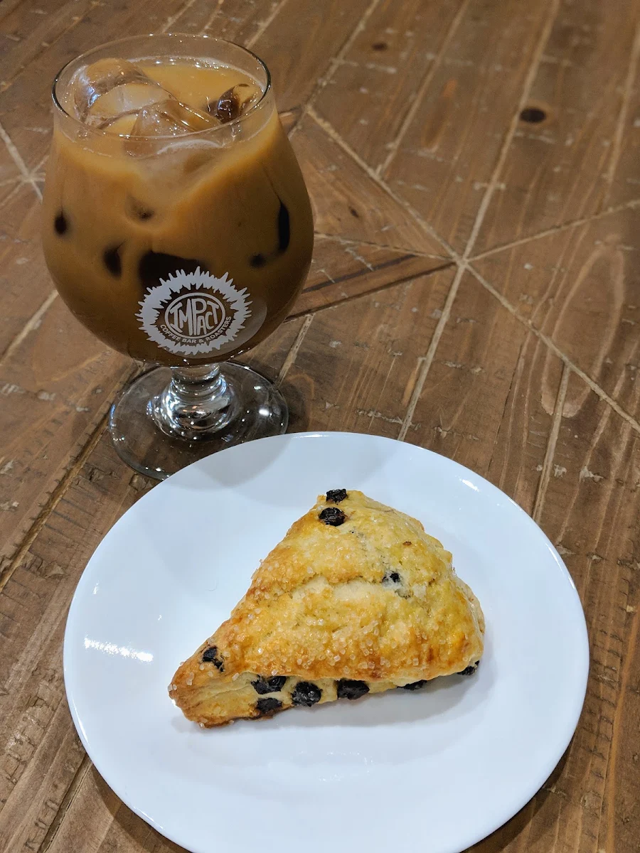 Nitro Mocha and Blueberry Scone
