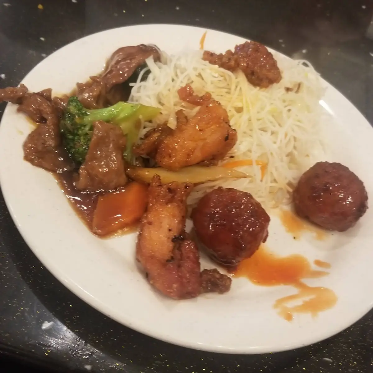 Beef and Broccoli Mei Fun Spicy Chicken