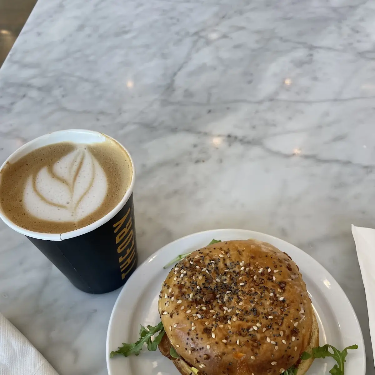 Breakfast Sandwich and Mocha