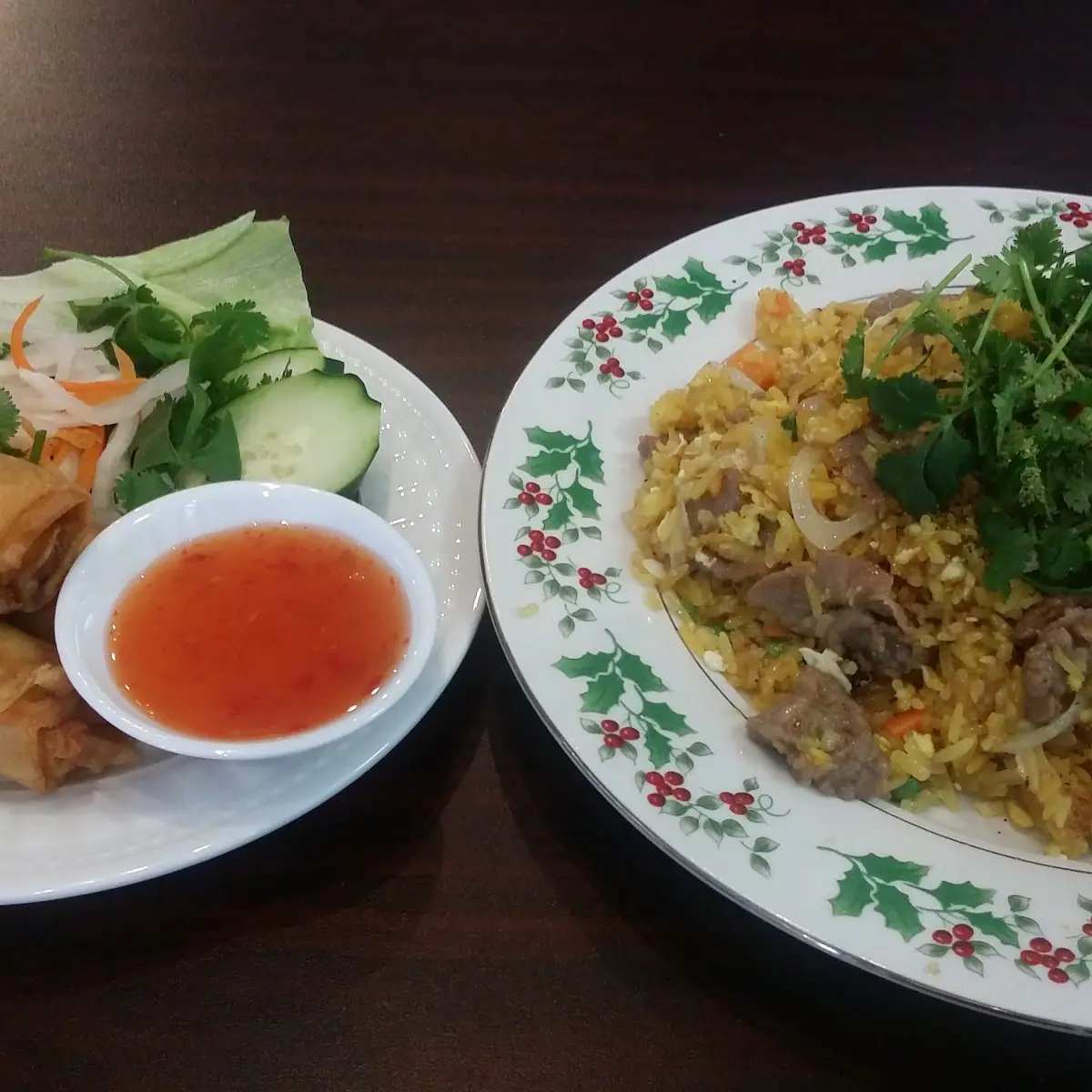 Beef Fried Rice and Egg Roll