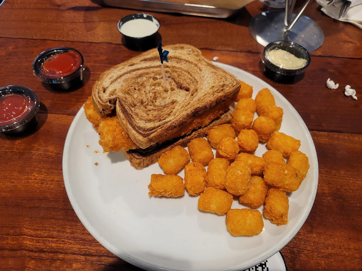 Cod Fish Sandwich and Tots