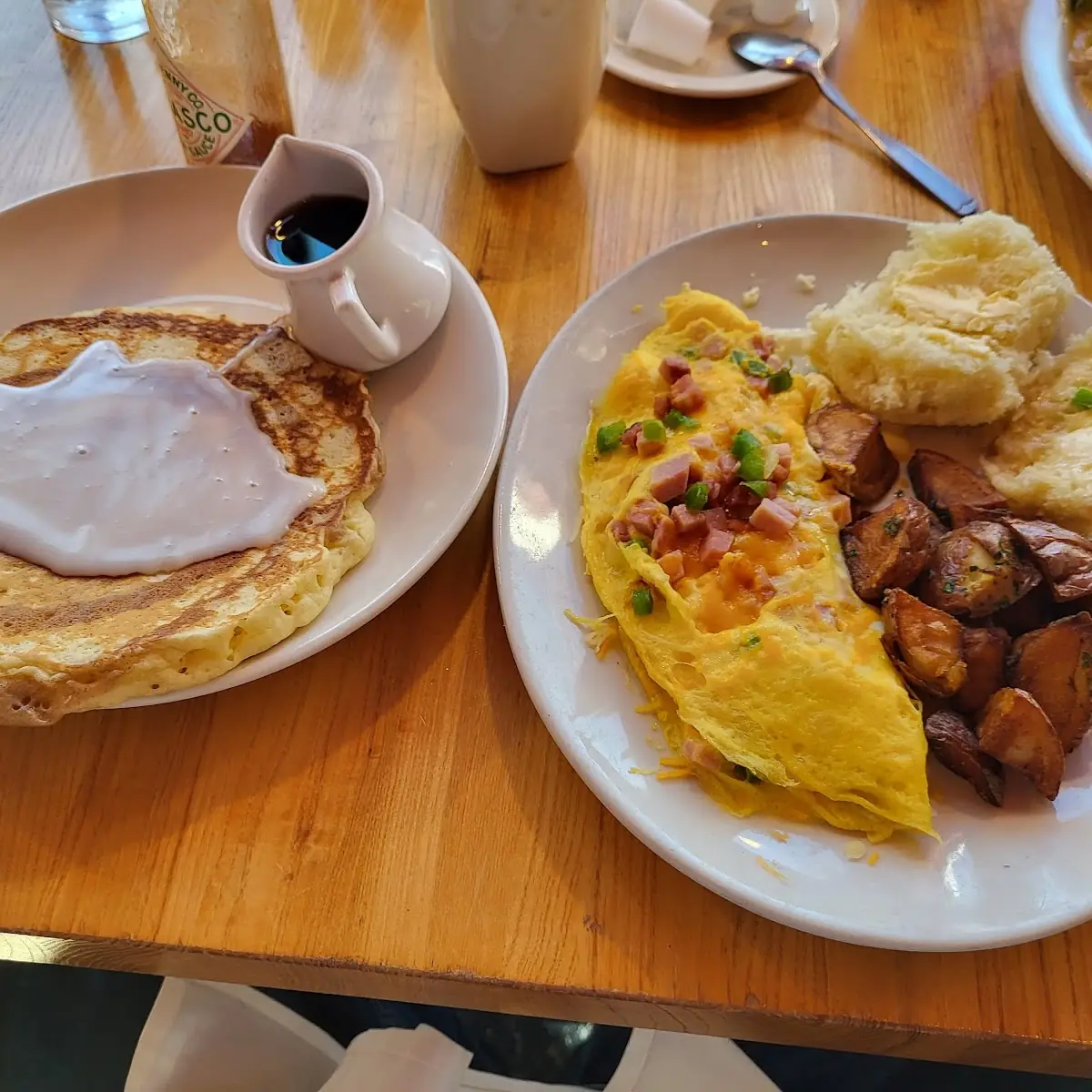 Denver Omelete Cinnamon Roll Pancake