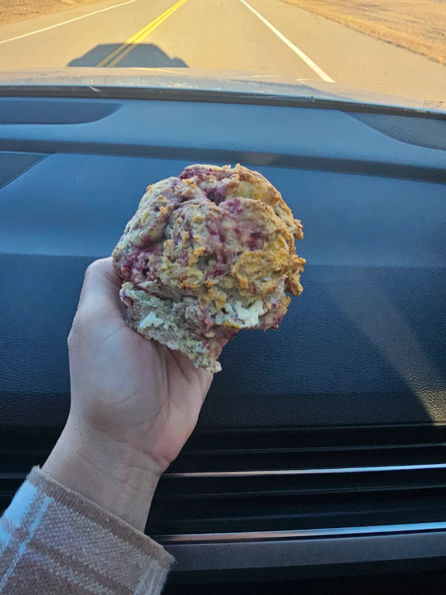 Raspberry White Chocolate Scone, Lostlands Cafe