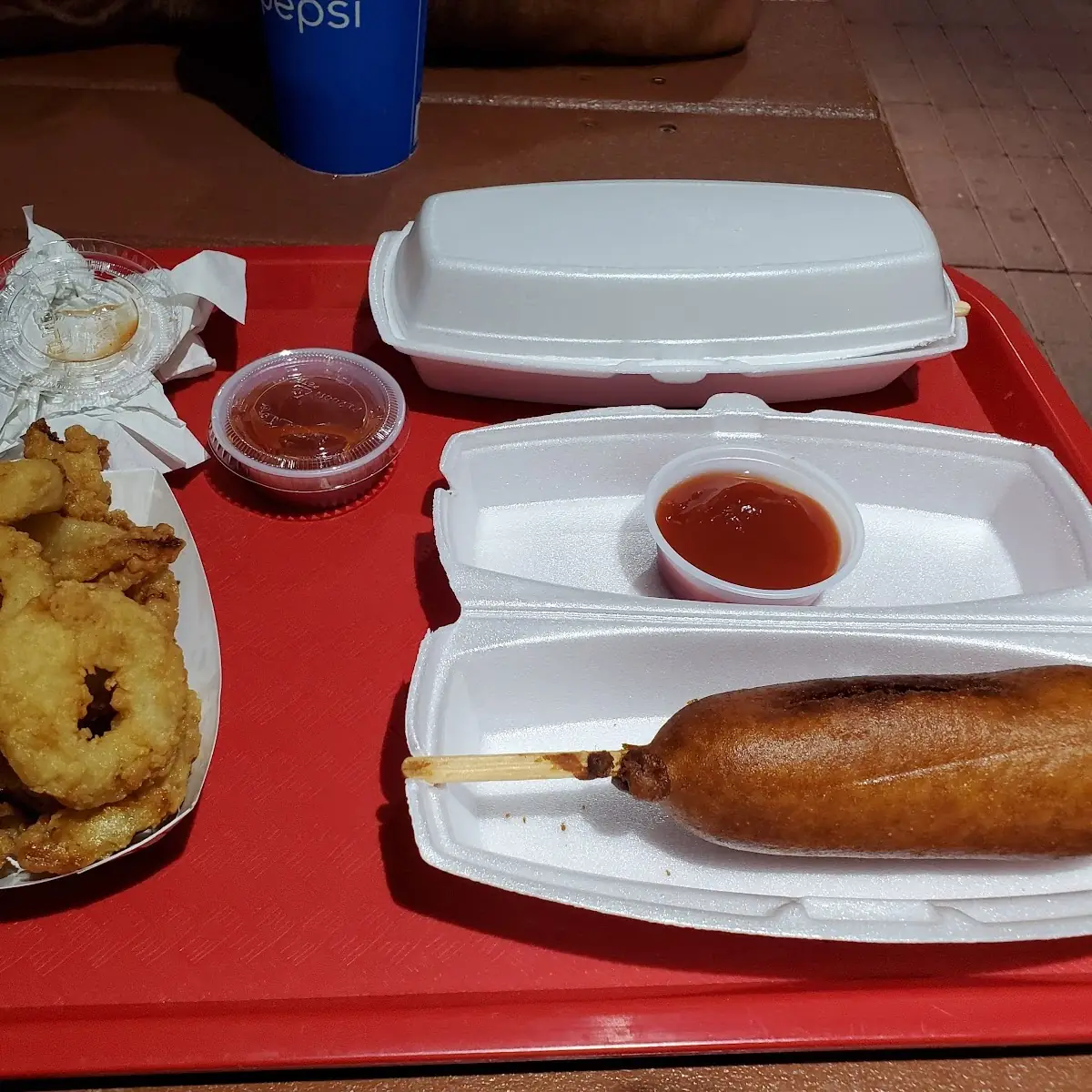 Corn Dog and Onion Rings