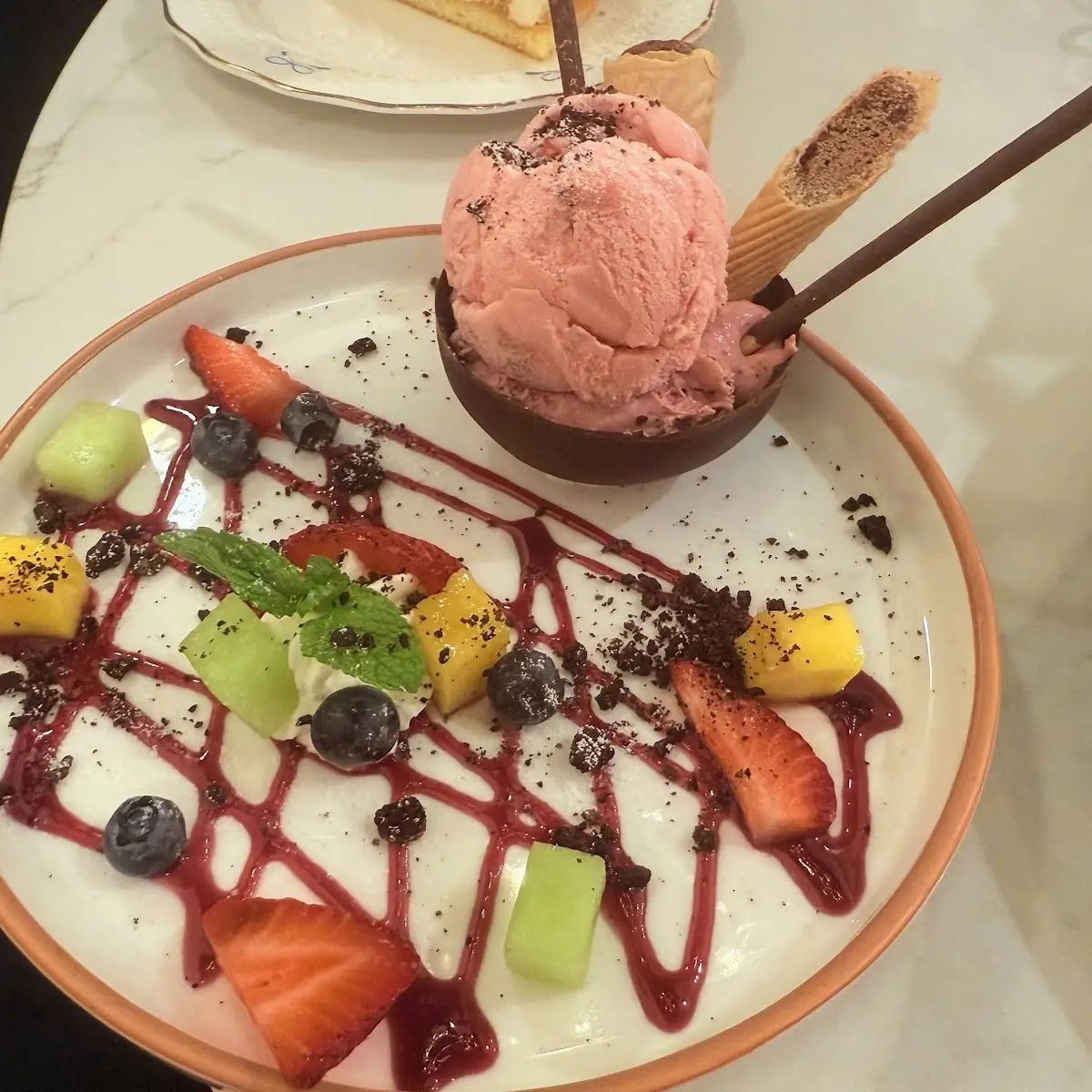 Raspberry Chocolate Ice Cream Fruit Dessert