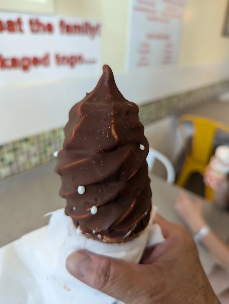 Small Vanilla Ice Cream Dipped in Chocolate