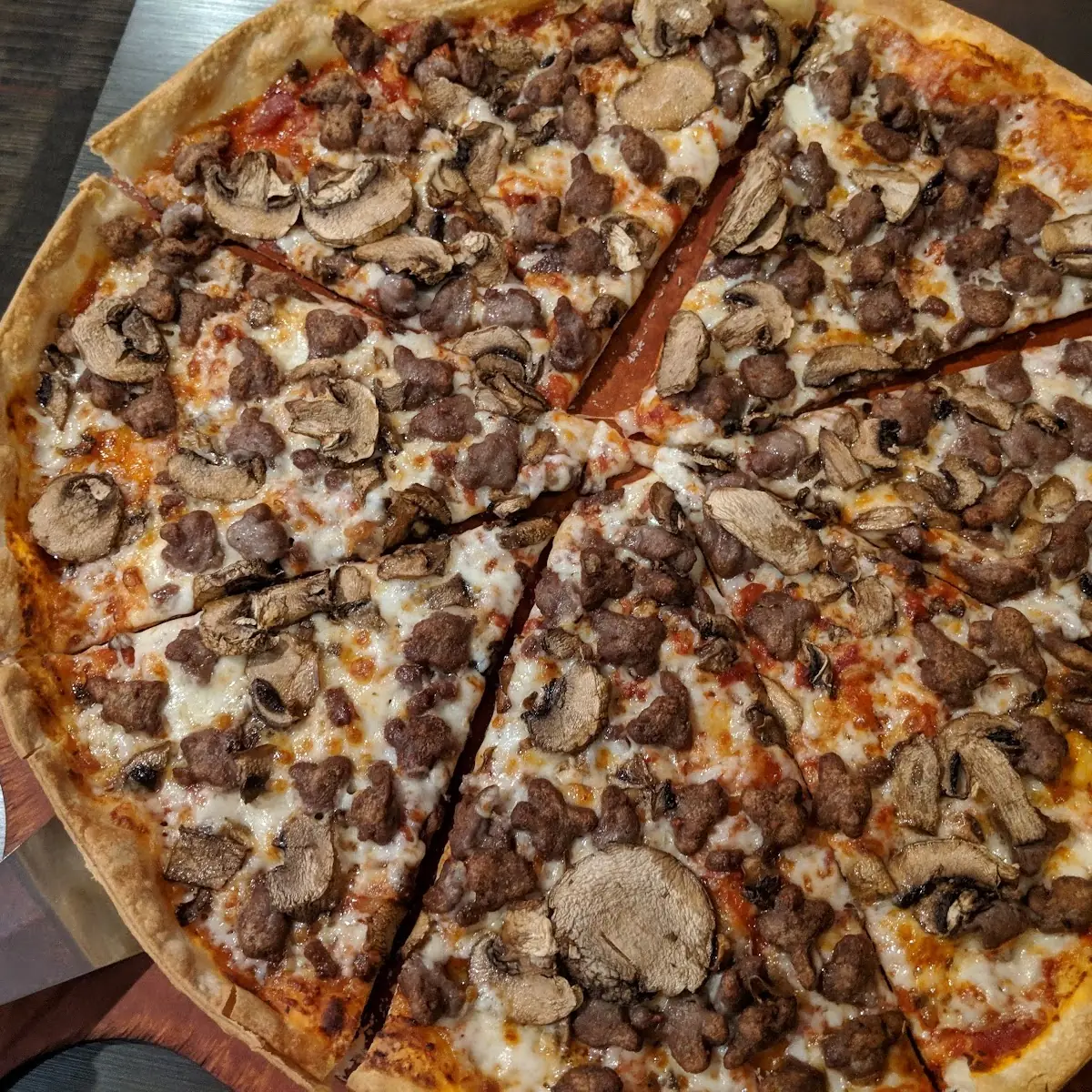 Three Topping Thin Crust Beef X 2 Mushrooms
