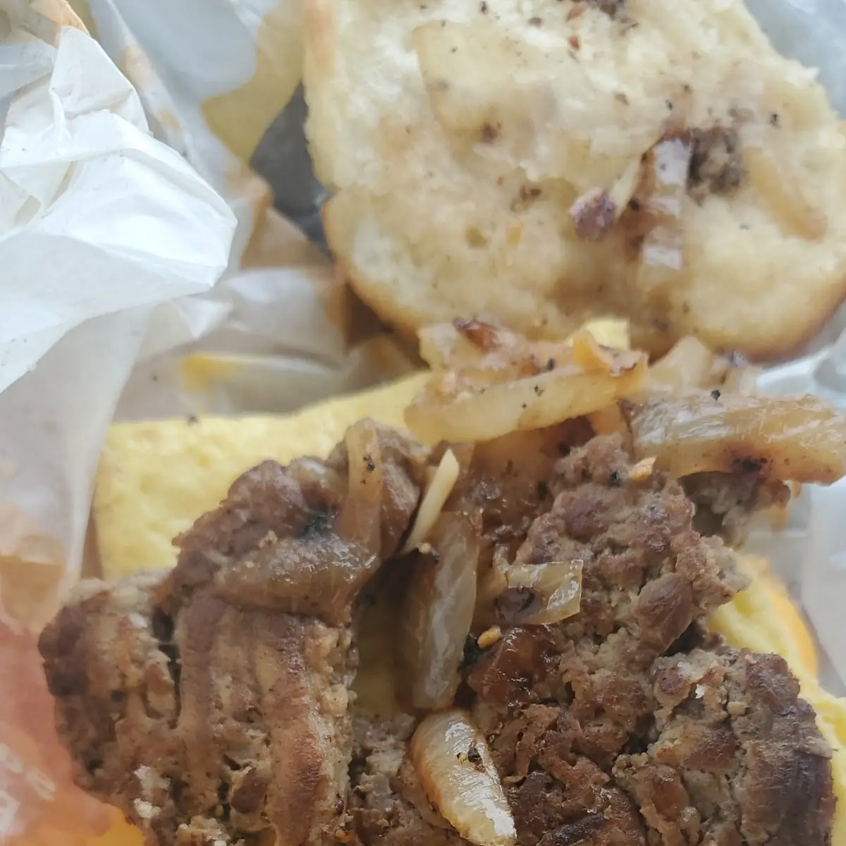 Steak Egg Cheese Biscuit