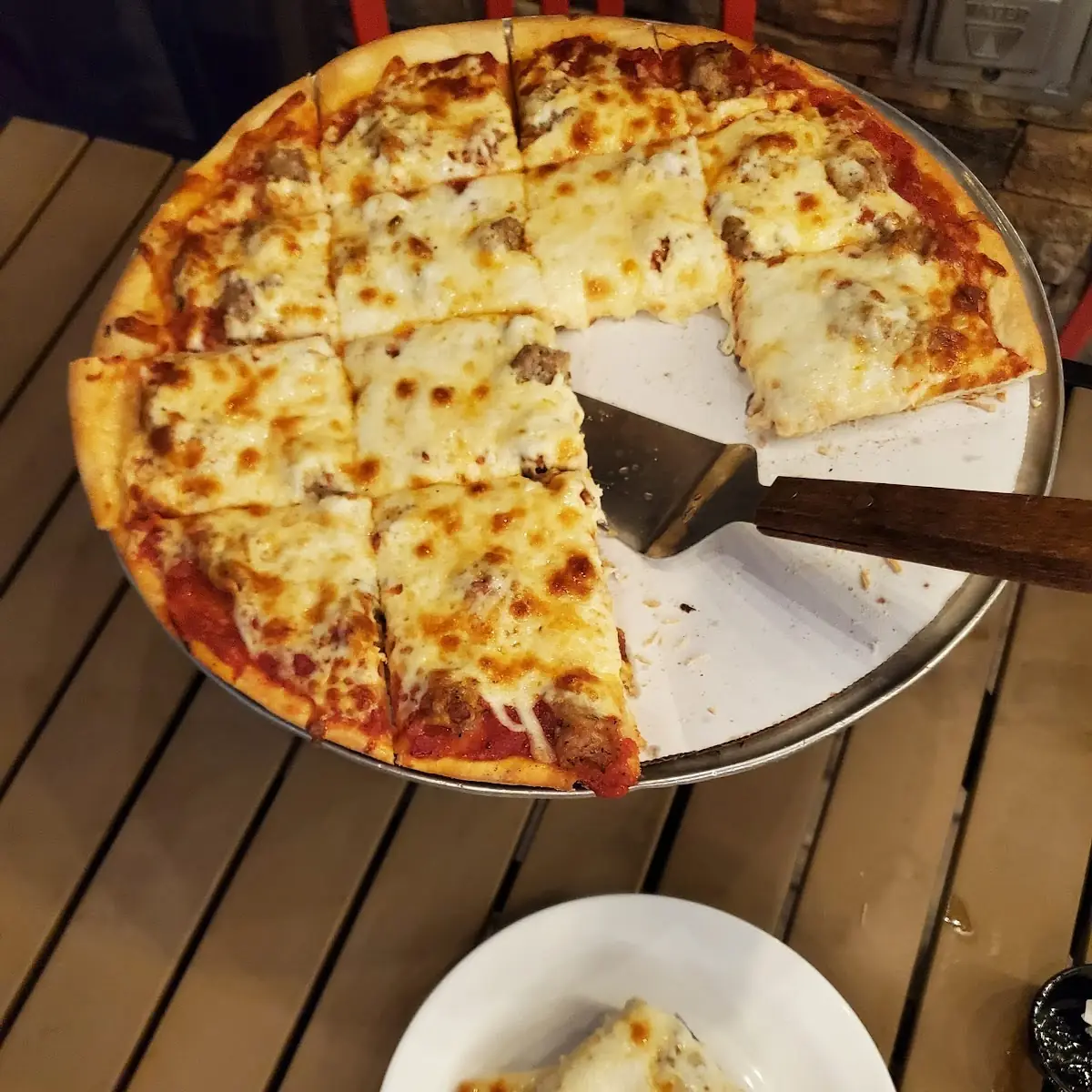 Thin Crust Cheese and Sausage Pizza