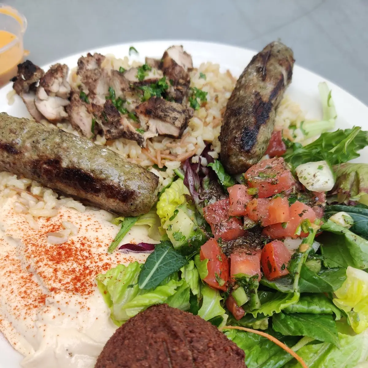 Mixed Grill with Rice and Salad