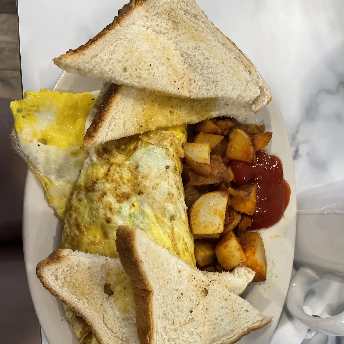 2 Egg Cheese Omelette with Home Fries