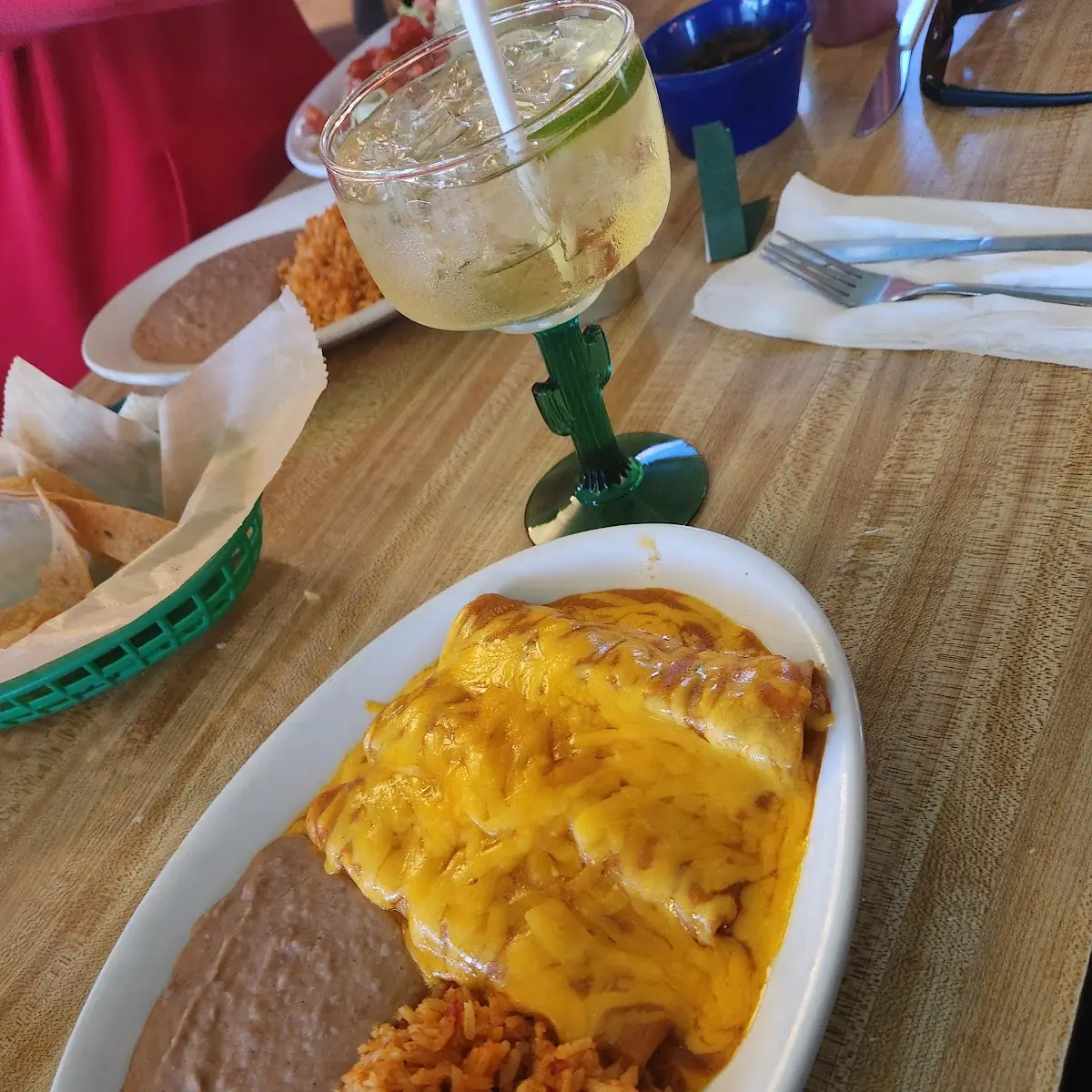 Cheese Enchiladas with Rice and Beans