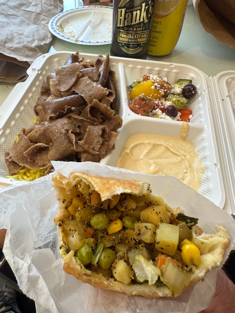 Lamb Platter and Veggie Samosa