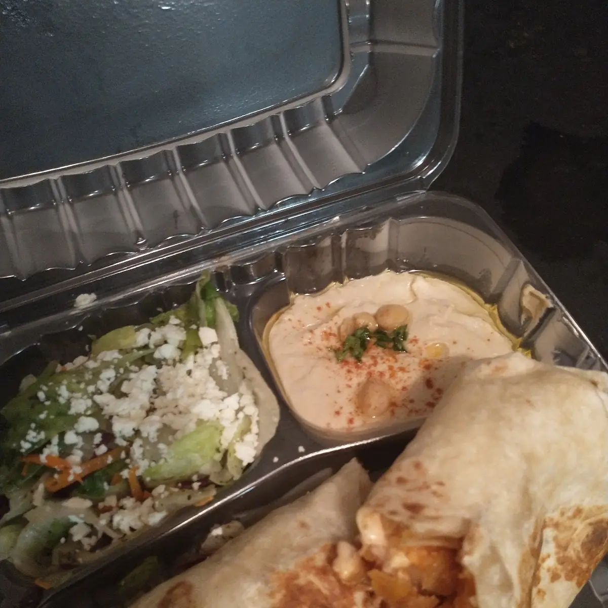 Shrimp Wrap with Hummus Plate