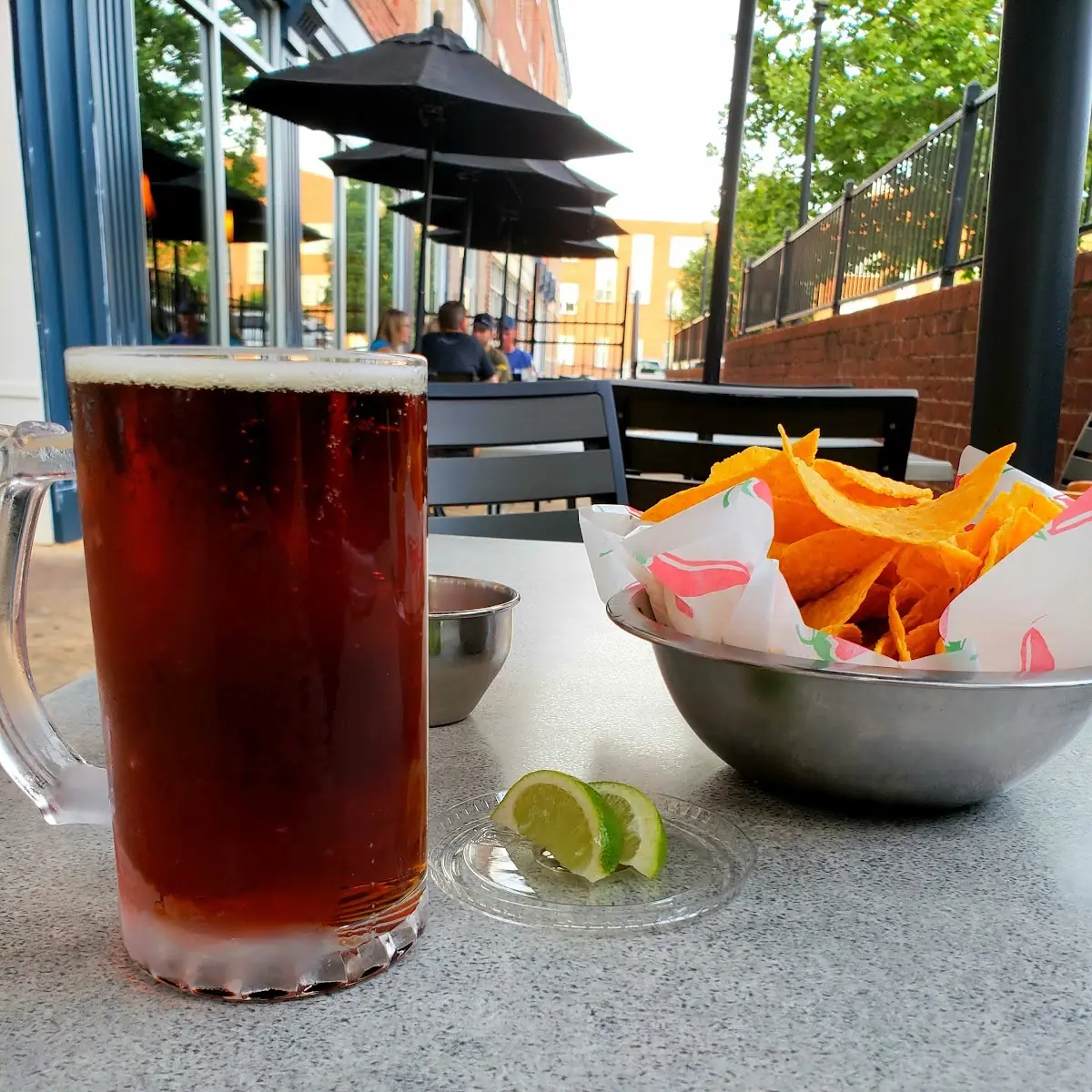 Modelo Beer with Lime and Chips Salsa