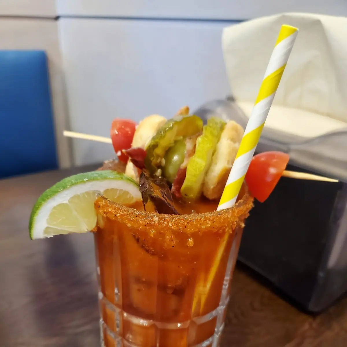 Bloody Mary with Tiny Biscuit Garnish
