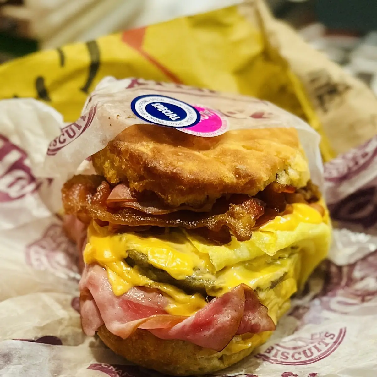 Hardee’S Monster Biscuit Ham Egg Bacon Cheese Made from Scratch