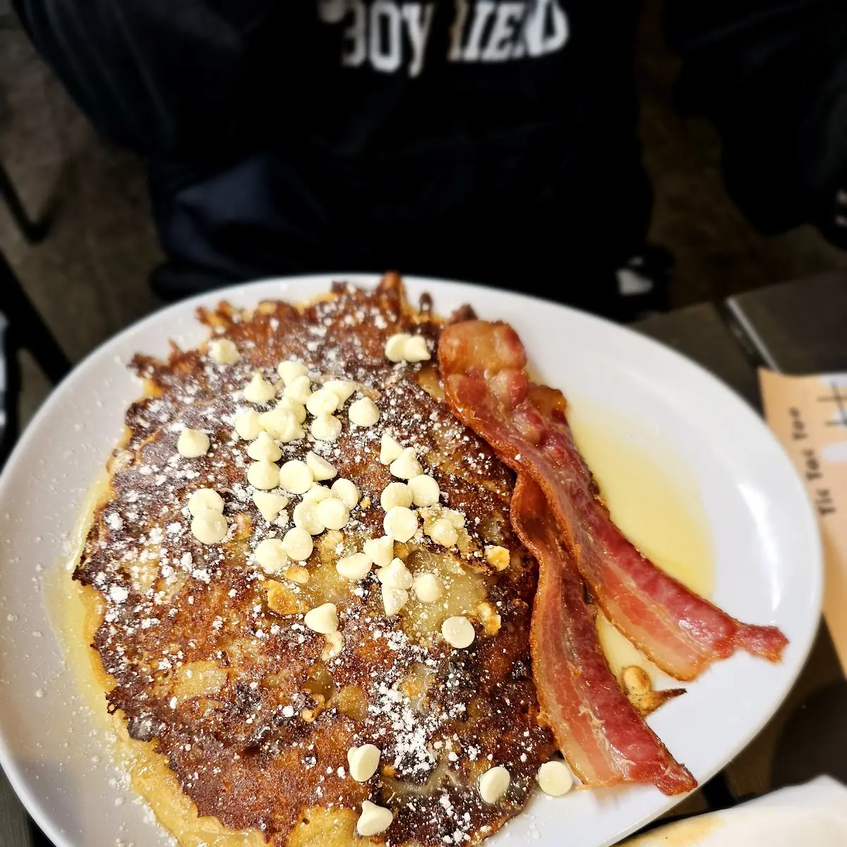 White Chocolate Bread Pudding Pancakes