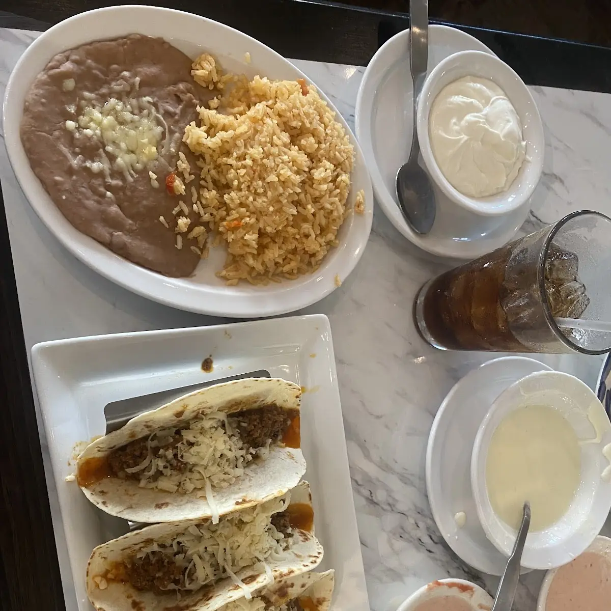 Soft Shell Taco Rice and Beans and Cheese