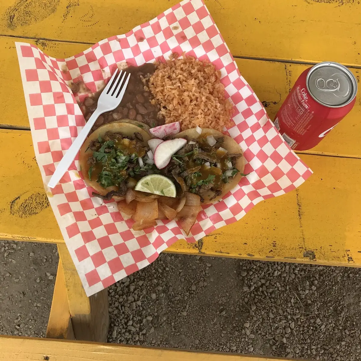 Carne Asada Tacos Rice and Beans