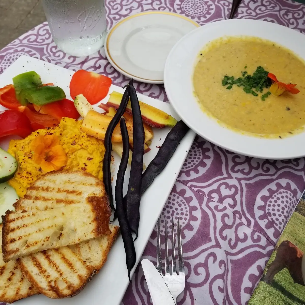 Hummus Platter and Corn Soup