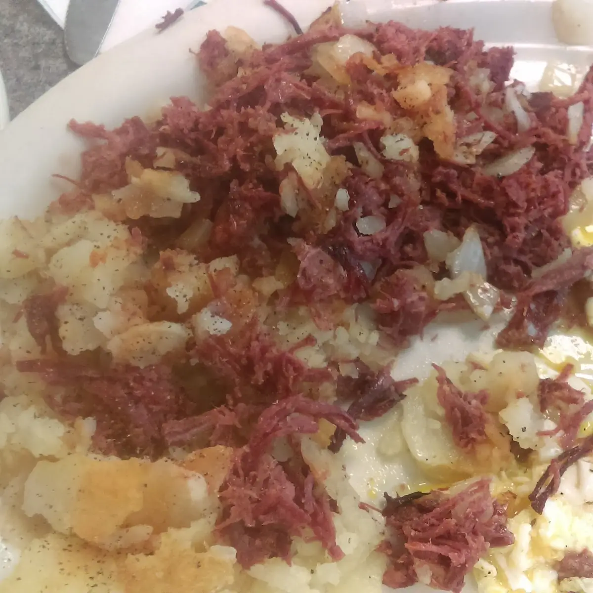 Shredded Corned Beef Hash and Eggs