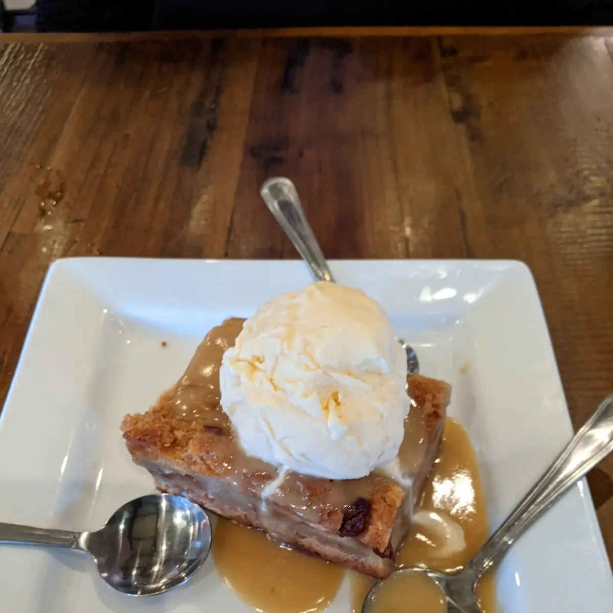 Homemade Bread Pudding & Vanilla Ice Cream