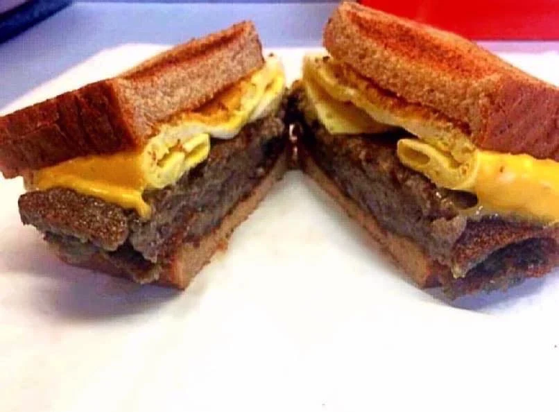 Scrapple East and Cheese Sandwich