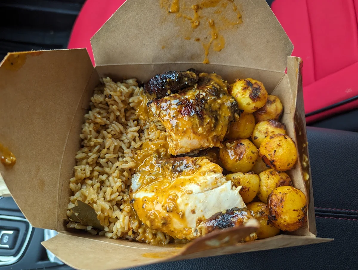 Quarter Chicken with Roasted Potatoes and Rice, Hangry Chicken